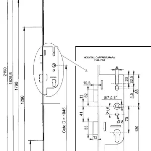 Serrure GU FERCO EUROPA 6-32298-RT-0-0-F 2 galets 50/70