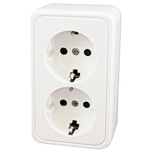 Prise double 230V blanche