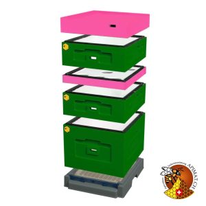 Ruche dadant 10 en polystyrène avec fond en plastique hygiénique ( 140 kg /m3 ) VERT