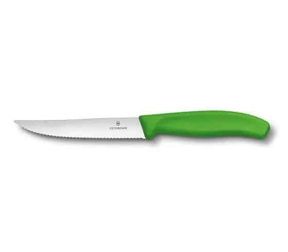 Couteau à steak et pizza vert